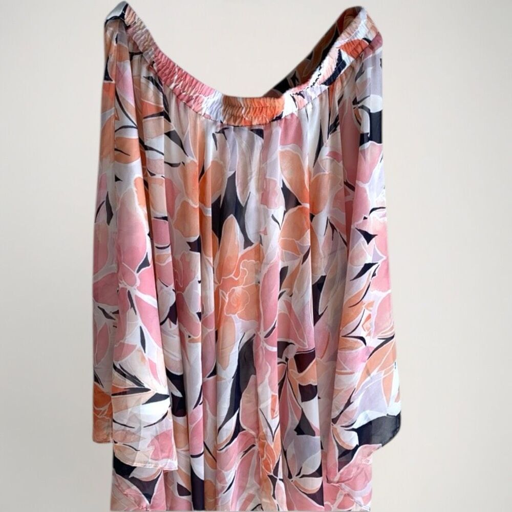 NWT Zoey & Leelo Asymmetrical Maxi Skirt Size XL Floral Chiffon Cottage Romantic - Picture 12 of 16